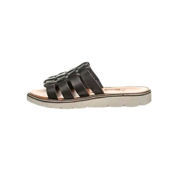 Bearpaw Womens Vanessa Black Leather Huarache Sandals Slip On 9 Medium (B,M) New - Picture 2 of 10